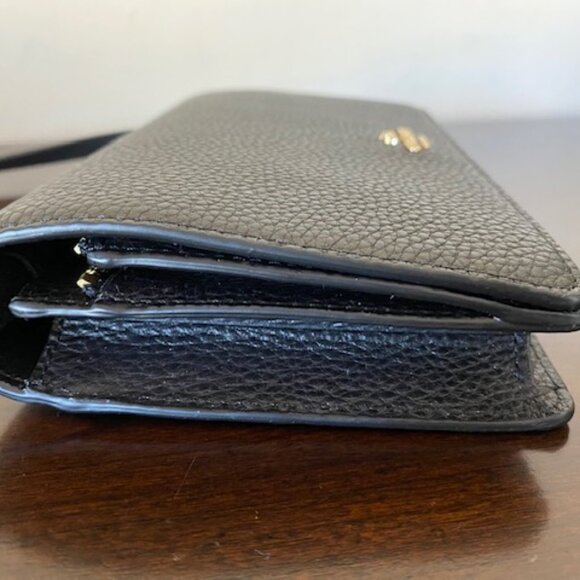 Coach F30256 Pebbled Leather Foldover Crossbody/Clutch Black - Picture 6 of 15